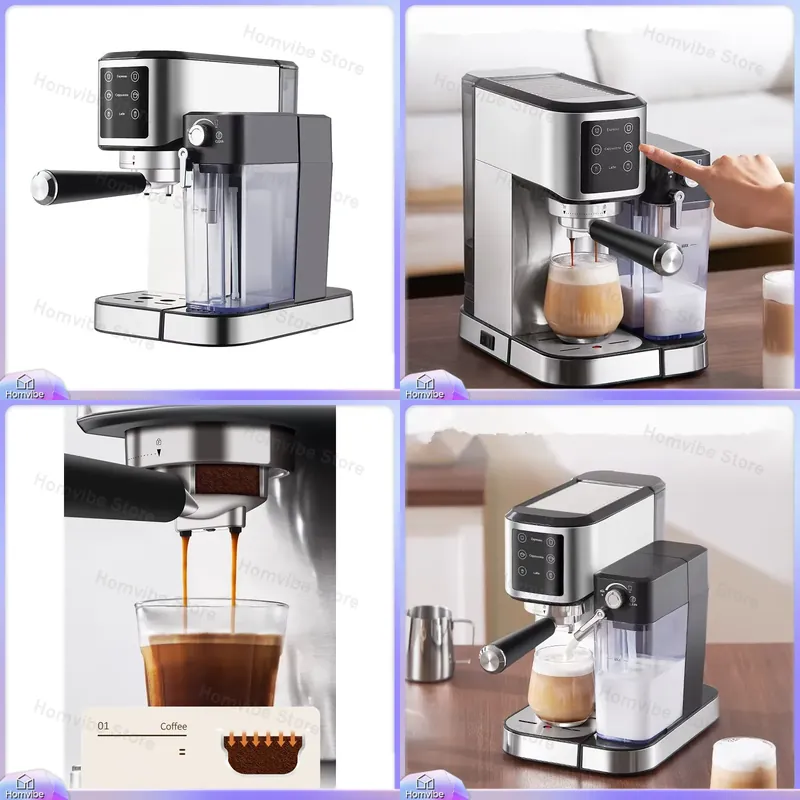 Home Barista - Cafetera Espresso de Acero Inoxidable de