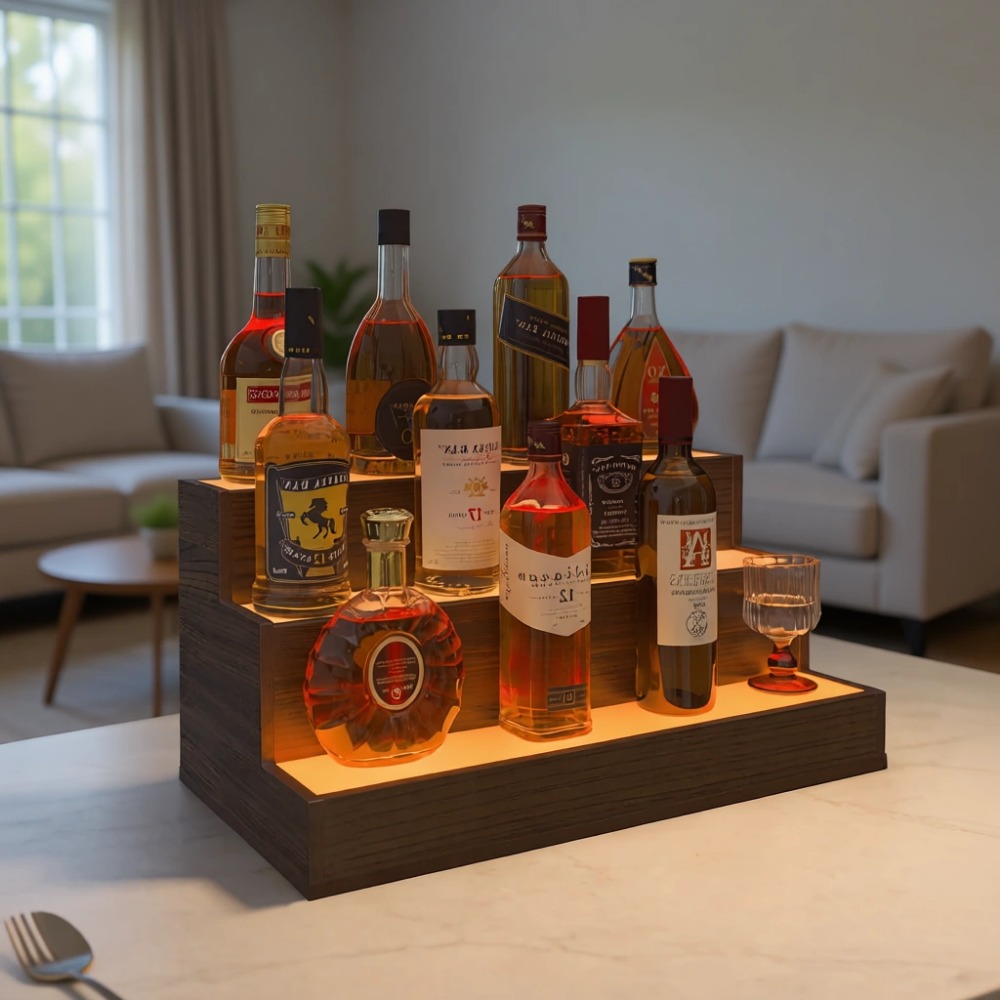 Home Bar Shelf - Estante de Exhibición de Botellas LED