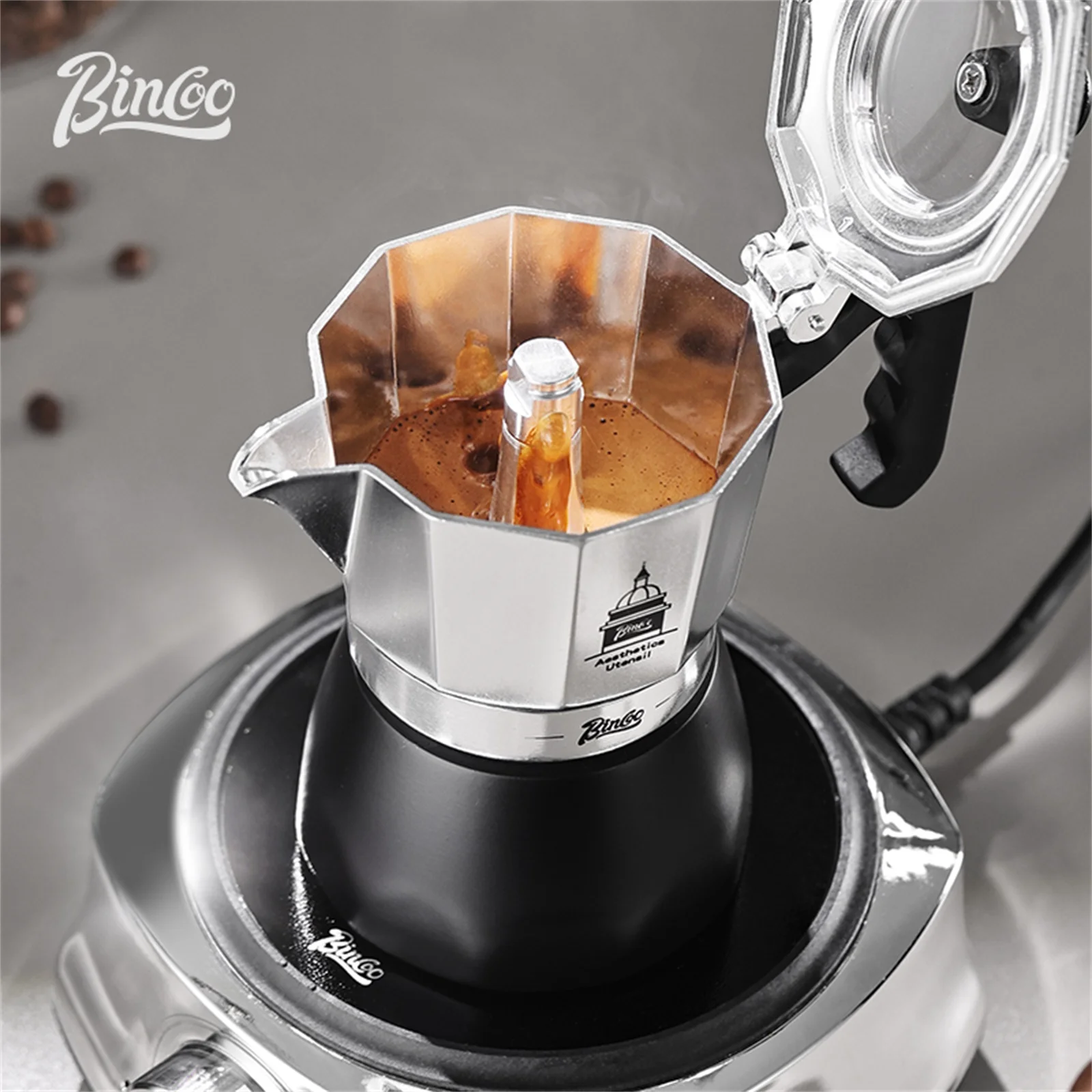 BINCOO Olla Moka de doble válv - Home Barista reseña y precio